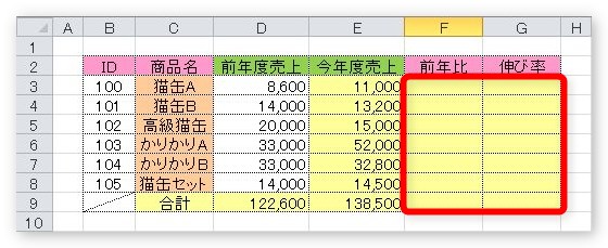 Excel エクセル での前年比や伸び率の計算式 前月比や前期比の求め方 Prau プラウ Office学習所