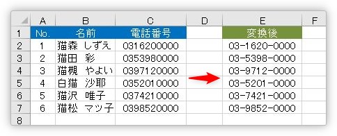 Excel エクセル で電話番号の間にハイフンを入れる方法 Prau プラウ Office学習所