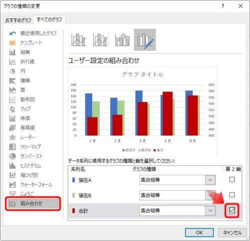 Excel エクセル での3d縦棒グラフや3d折れ線グラフを2軸にする方法 Prau プラウ Office学習所